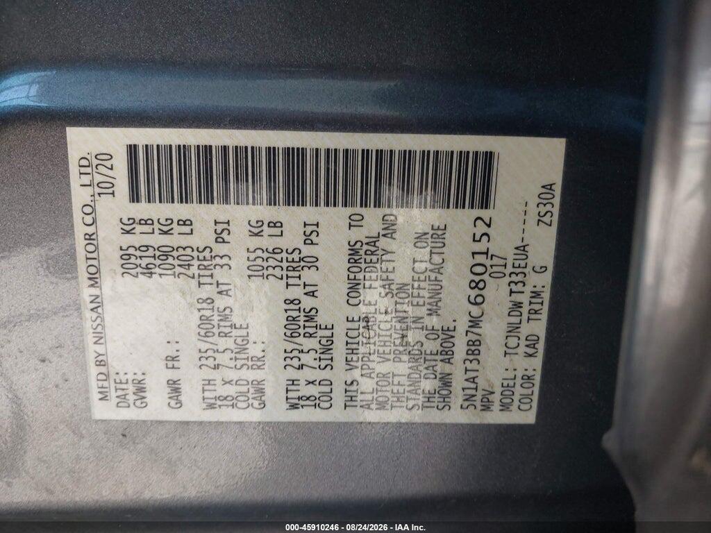 5N1AT3BB7MC680152 2021 NISSAN ROGUE photo no. 9