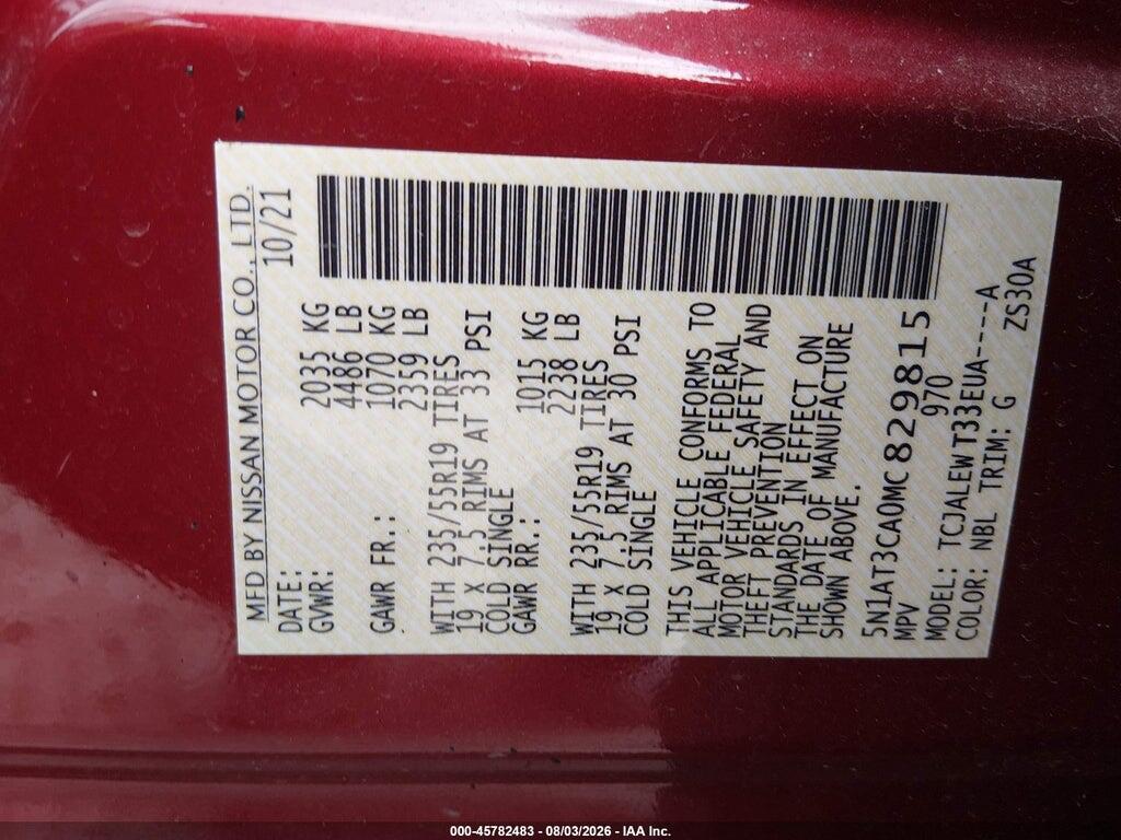 5N1AT3CA0MC829815 2021 NISSAN ROGUE photo no. 9