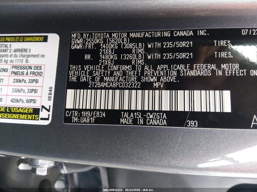 2T2BAMCA8PC032322 2023 LEXUS RX 350 photo no. 9