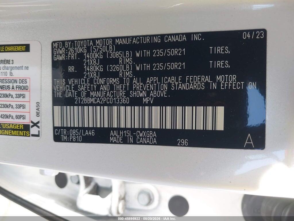 2T2BBMCA2PC013360 2023 LEXUS RX 350H photo no. 9