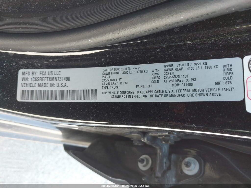 1C6SRFFTXMN731490 2021 RAM 1500 photo no. 9