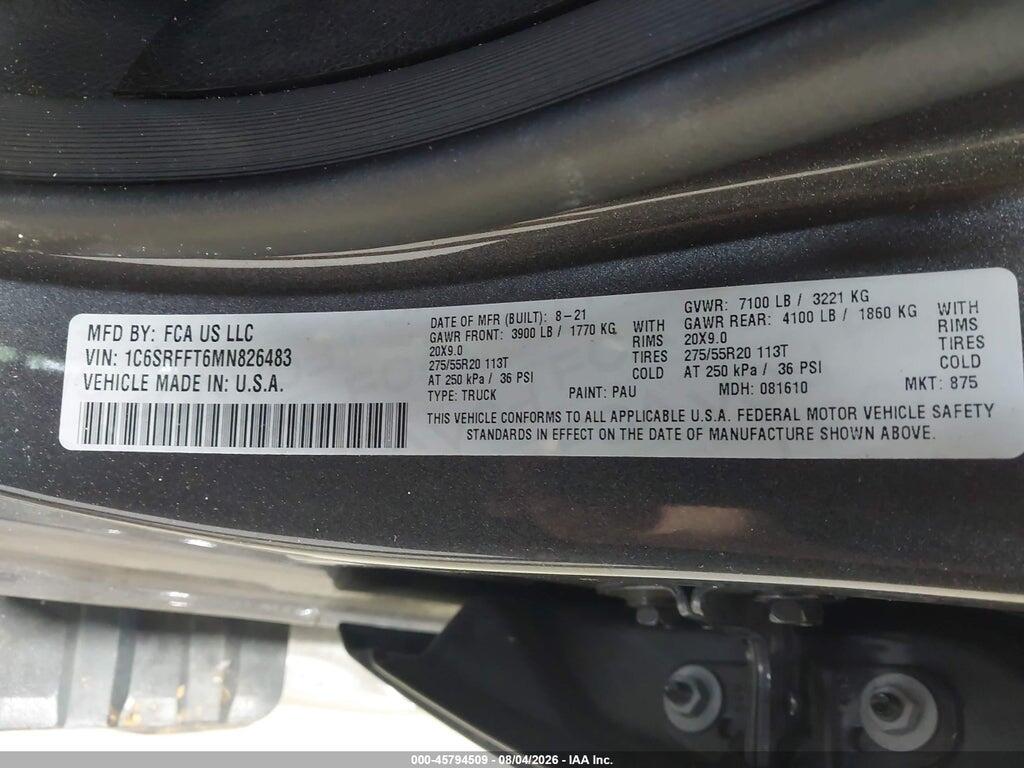 1C6SRFFT6MN826483 2021 RAM 1500 photo no. 9