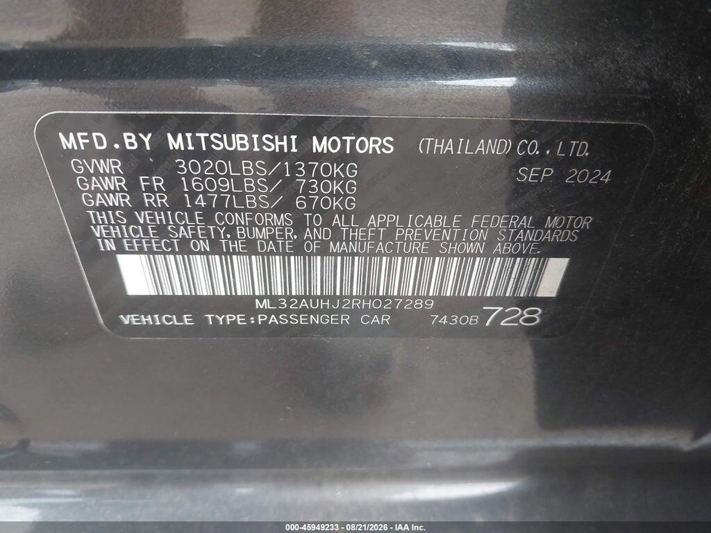 ML32AUHJ2RH027289 2024 MITSUBISHI MIRAGE photo no. 9