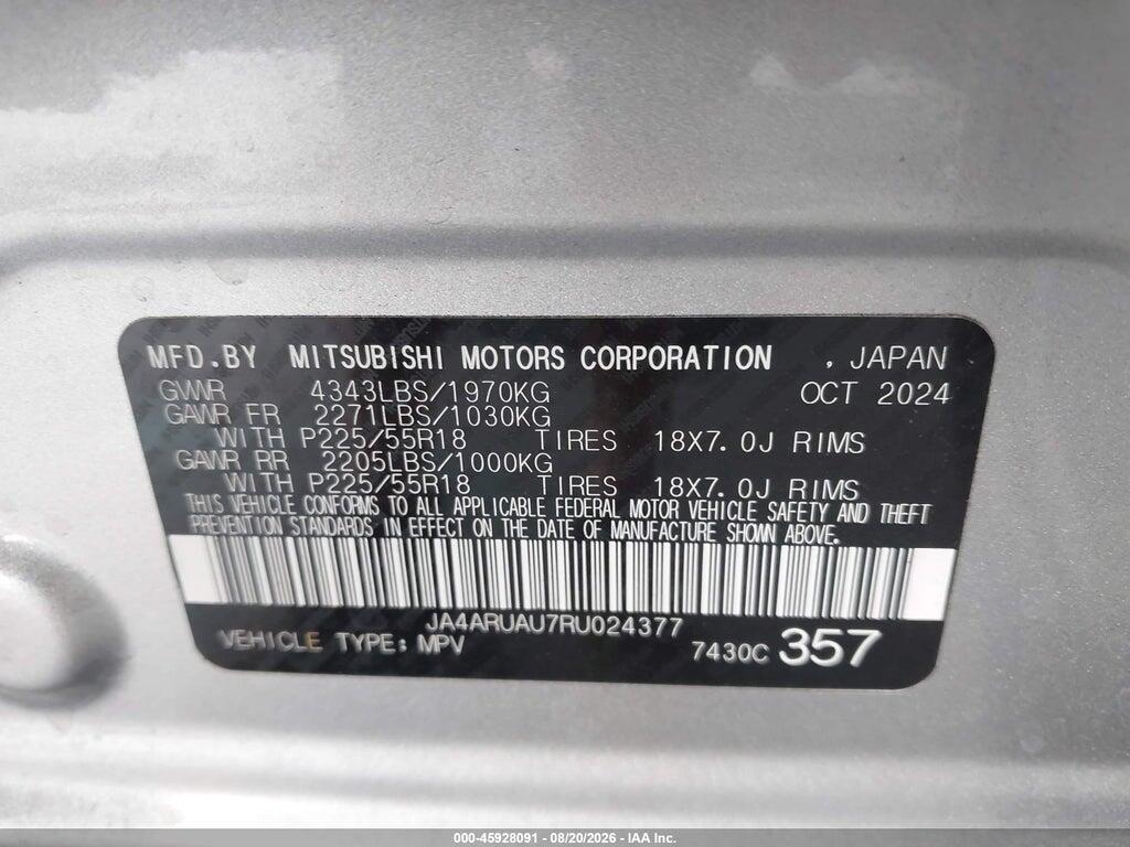 JA4ARUAU7RU024377 2024 MITSUBISHI OUTLANDER SPORT photo no. 9