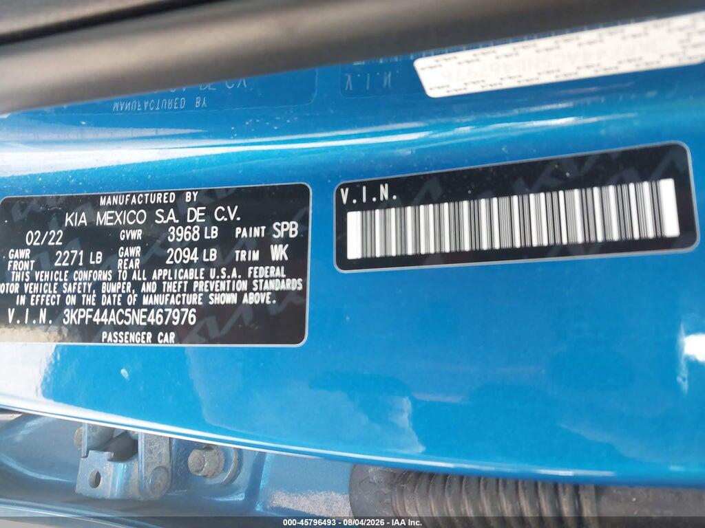 3KPF44AC5NE467976 2022 KIA FORTE photo no. 9