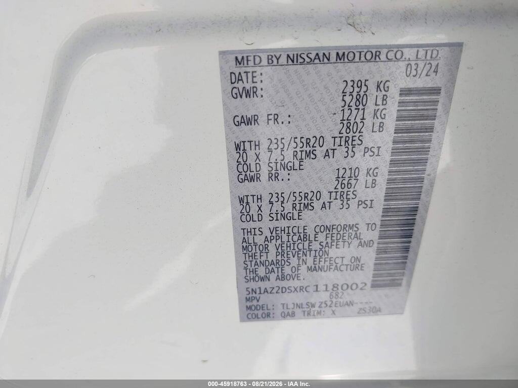 5N1AZ2DSXRC118002 2024 NISSAN MURANO photo no. 9
