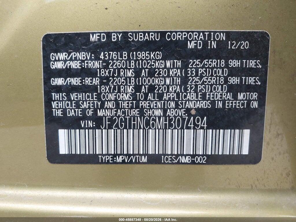 JF2GTHNC6MH307494 2021 SUBARU CROSSTREK photo no. 9