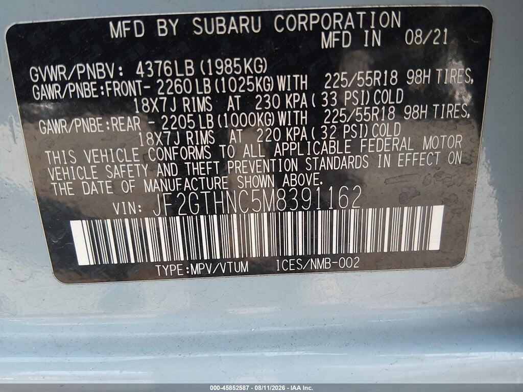 JF2GTHNC5M8391162 2021 SUBARU CROSSTREK photo no. 9