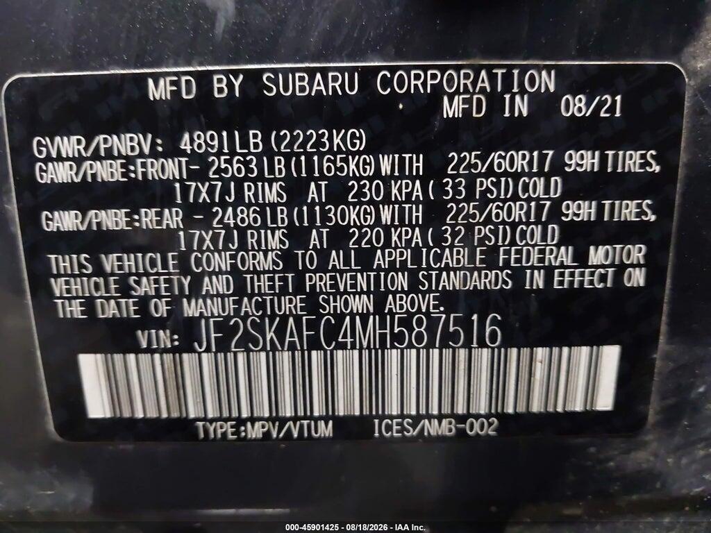 JF2SKAFC4MH587516 2021 SUBARU FORESTER photo no. 9