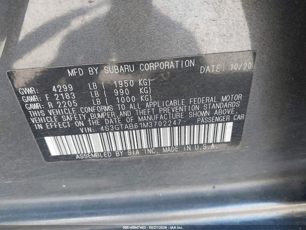 4S3GTAB61M3702247 2021 SUBARU IMPREZA photo no. 9