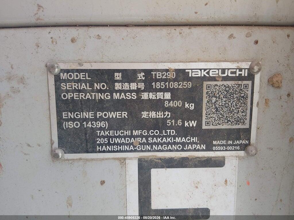 00000000185108259 2021 TAKEUCHI TB290C photo no. 9