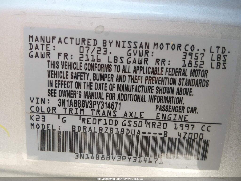 3N1AB8BV3PY314671 2023 NISSAN SENTRA photo no. 9