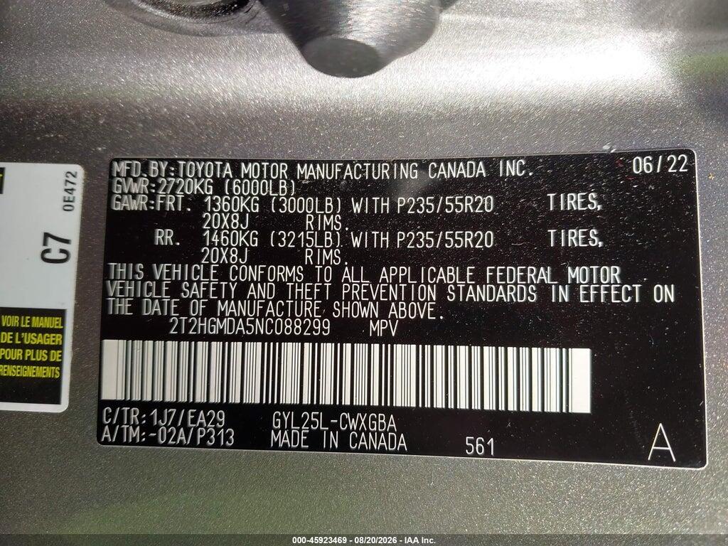 2T2HGMDA5NC088299 2022 LEXUS RX 450H photo no. 9