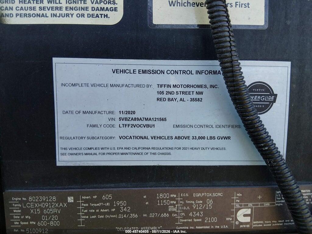 5VBZA89A7MA121565 2021 TIFFIN MOTORHOMES INC ZEPHYR photo no. 9