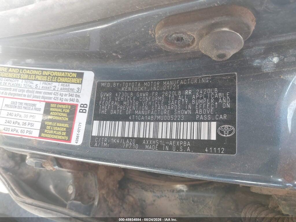 4T1CA1AB7MU005223 2021 TOYOTA AVALON photo no. 9