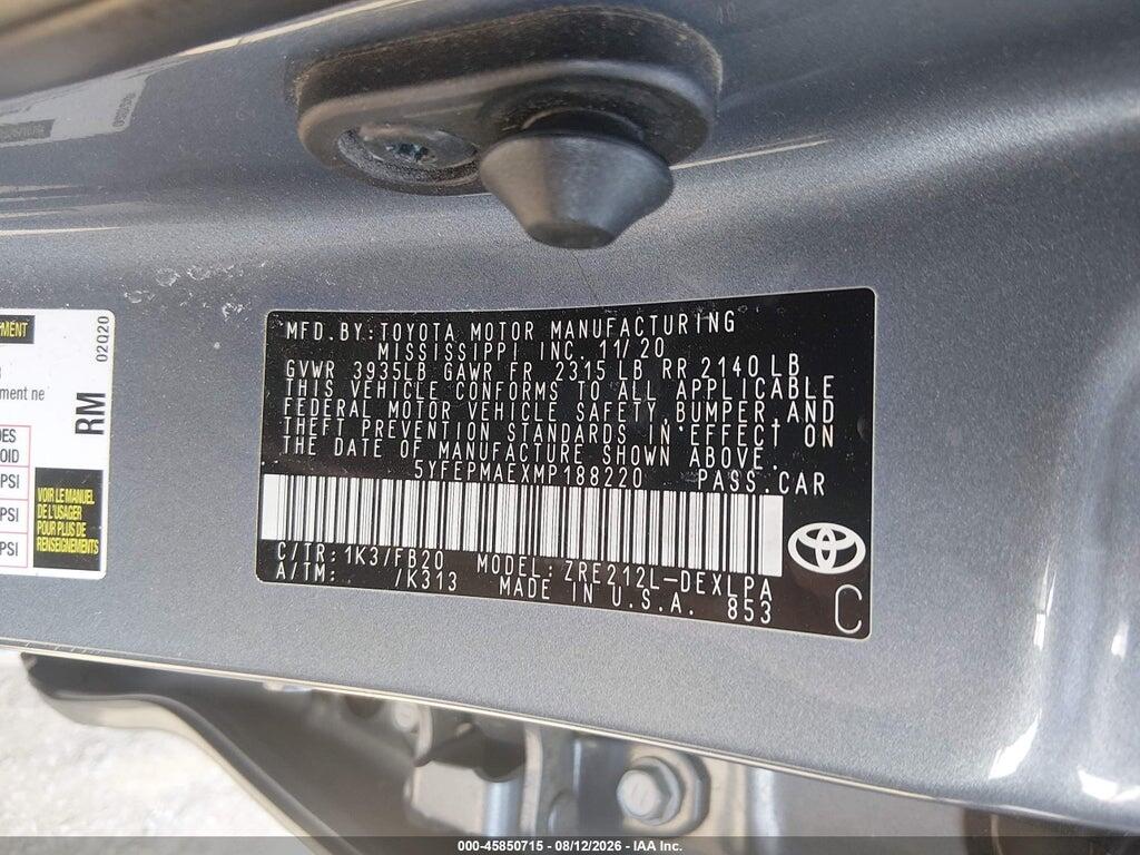 5YFEPMAEXMP188220 2021 TOYOTA COROLLA photo no. 9