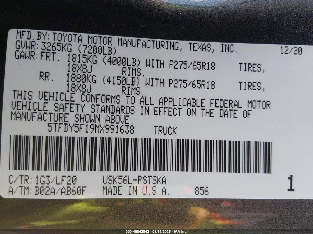 5TFDY5F19MX991638 2021 TOYOTA TUNDRA photo no. 9