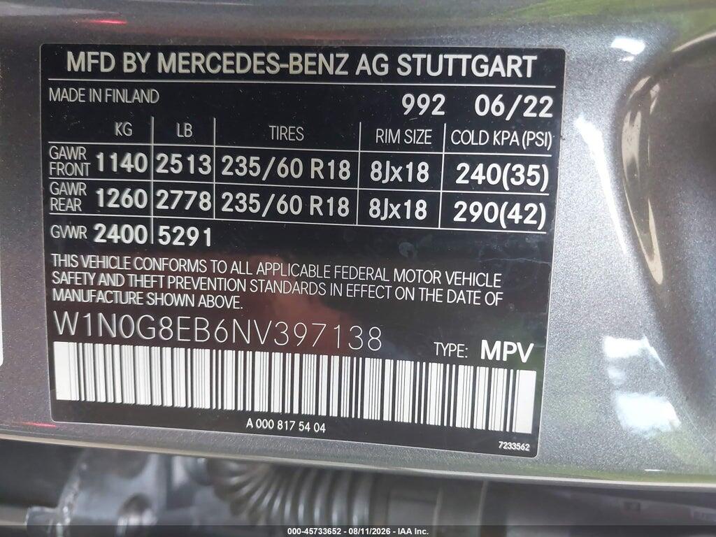 W1N0G8EB6NV397138 2022 MERCEDES-BENZ GLC 300 photo no. 9