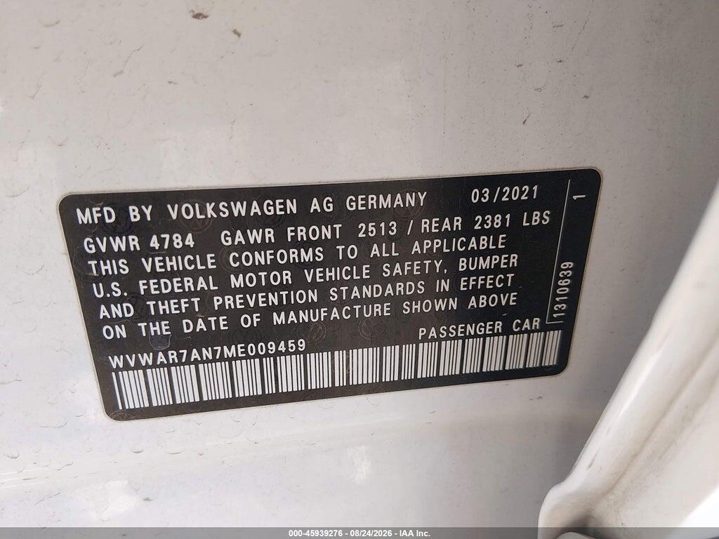 WVWAR7AN7ME009459 2021 VOLKSWAGEN ARTEON photo no. 9