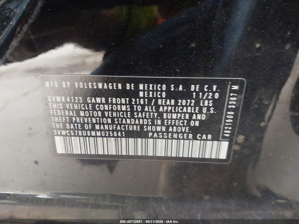 3VWC57BU8MM025641 2021 VOLKSWAGEN JETTA photo no. 9