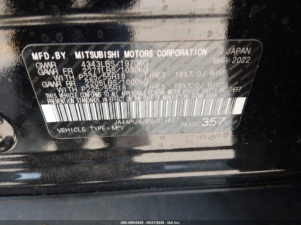 JA4APUAU9NU013607 2022 MITSUBISHI OUTLANDER SPORT photo no. 9