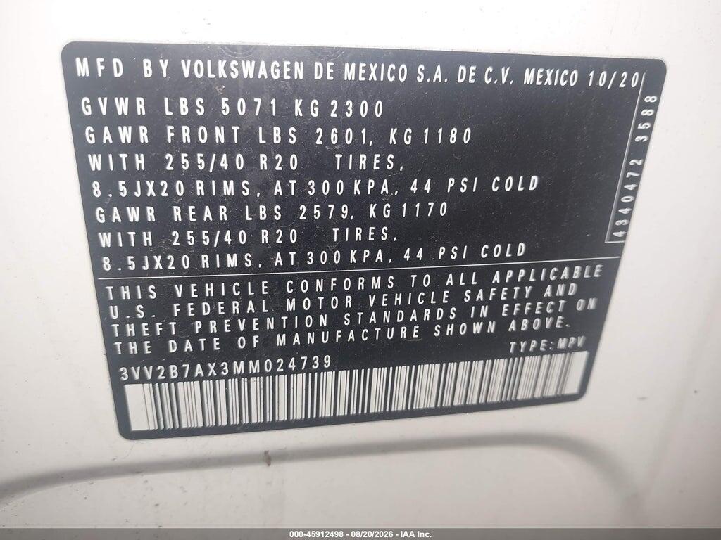 3VV2B7AX3MM024739 2021 VOLKSWAGEN TIGUAN photo no. 9