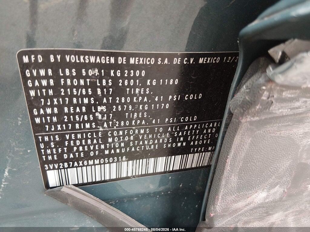 3VV2B7AX6MM050316 2021 VOLKSWAGEN TIGUAN photo no. 9