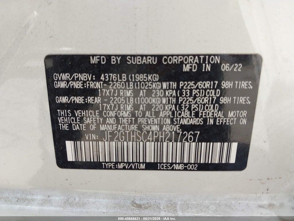 JF2GTHSC4PH217267 2023 SUBARU CROSSTREK photo no. 9