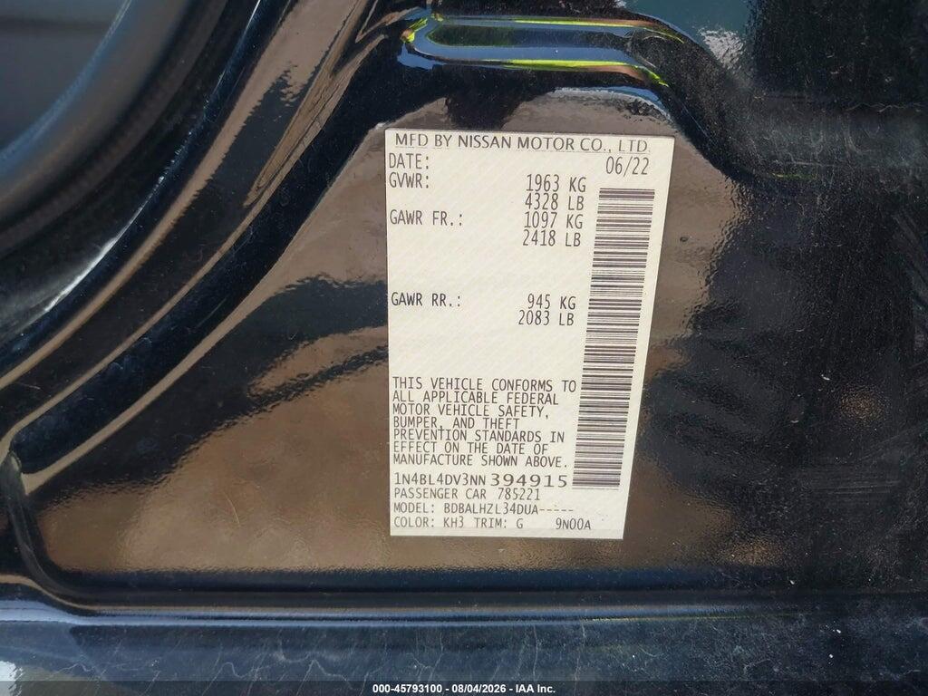 1N4BL4DV3NN394915 2022 NISSAN ALTIMA photo no. 9