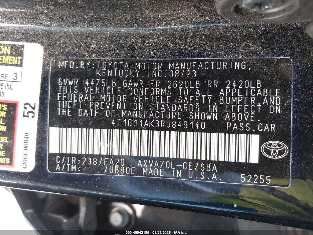 4T1G11AK3RU849140 2024 TOYOTA CAMRY photo no. 9