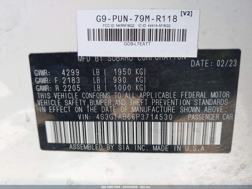 4S3GTAB66P3714530 2023 SUBARU IMPREZA photo no. 9