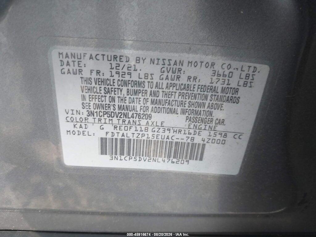 3N1CP5DV2NL476209 2022 NISSAN KICKS photo no. 9