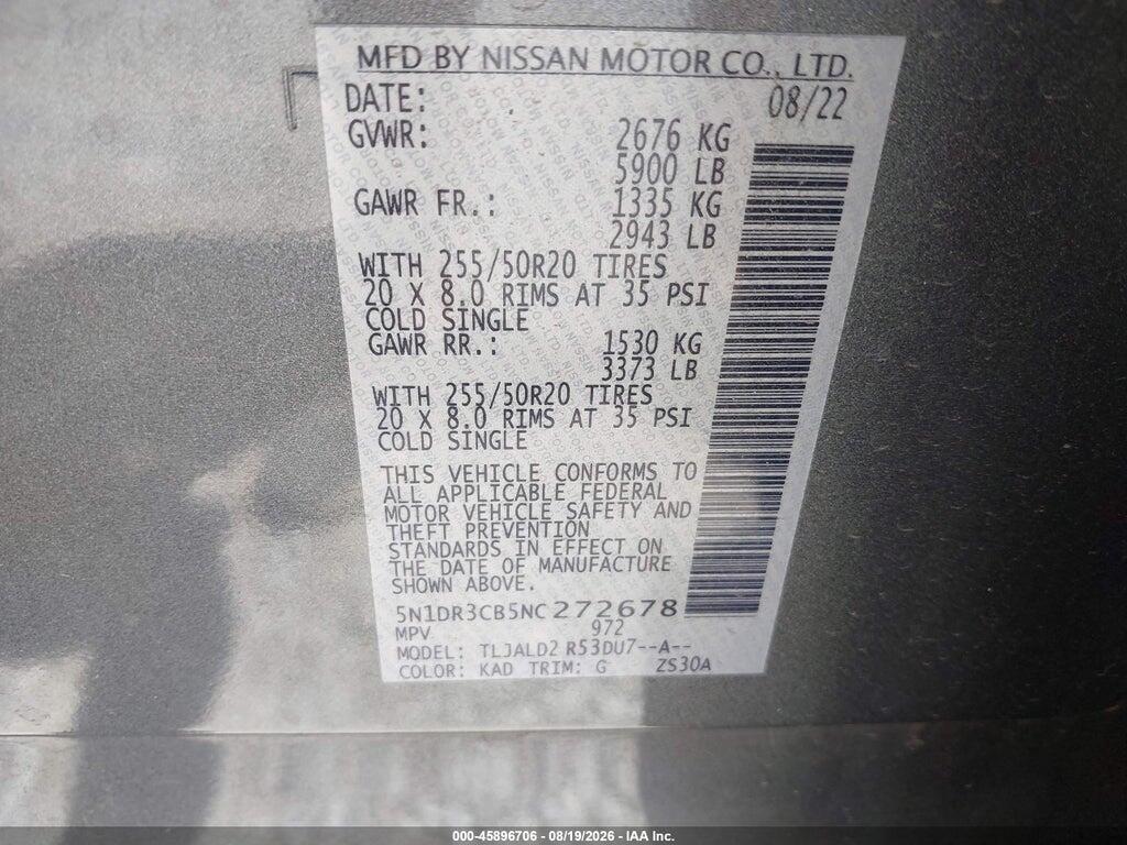 5N1DR3CB5NC272678 2022 NISSAN PATHFINDER photo no. 9