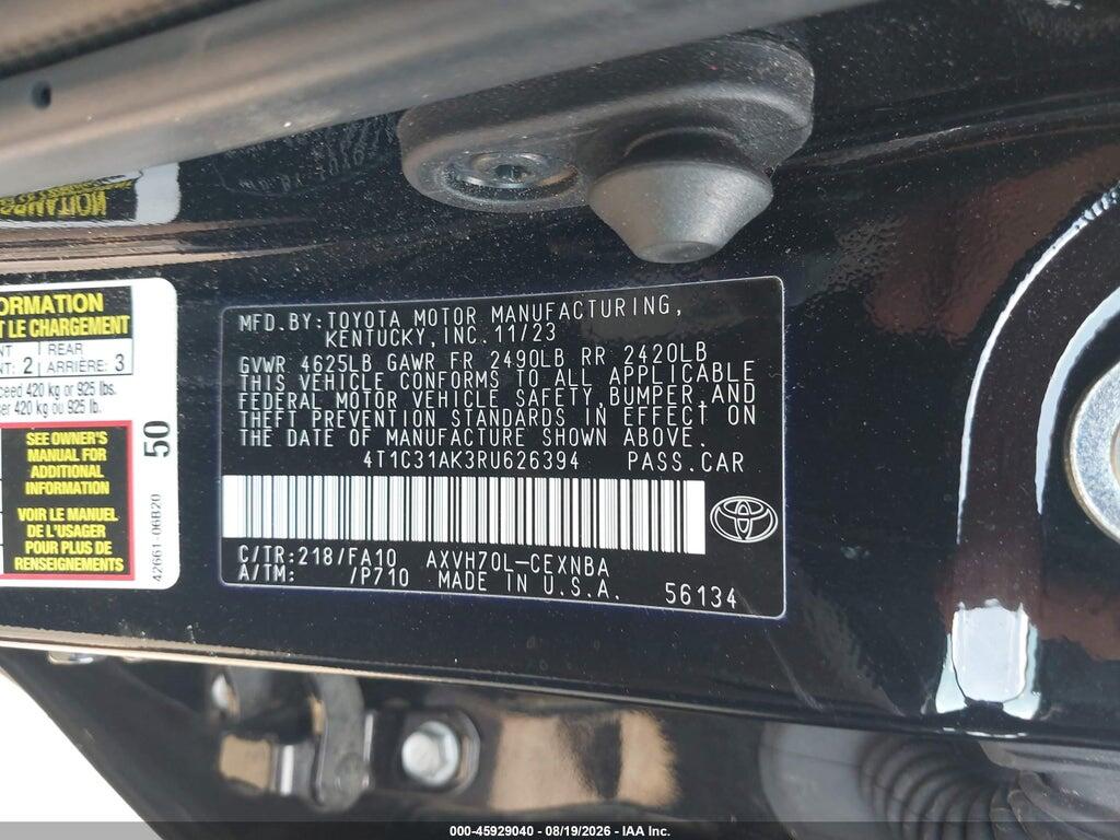 4T1C31AK3RU626394 2024 TOYOTA CAMRY HYBRID photo no. 9