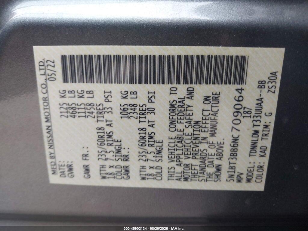 5N1BT3BB6NC709064 2022 NISSAN ROGUE photo no. 9