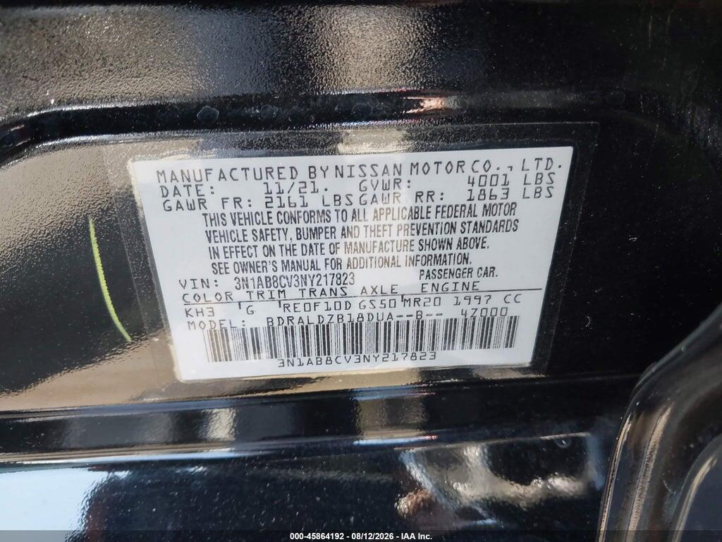 3N1AB8CV3NY217823 2022 NISSAN SENTRA photo no. 9