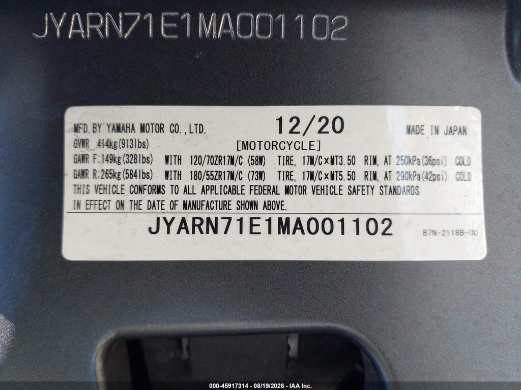 JYARN71E1MA001102 2021 YAMAHA MT09 photo no. 10