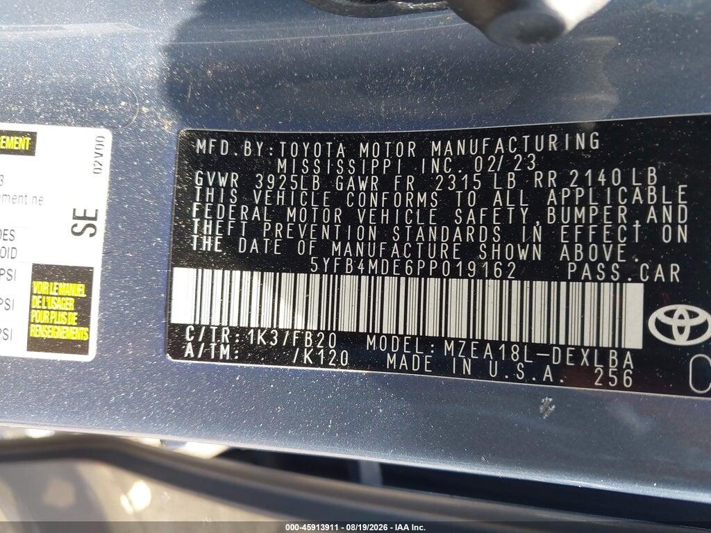 5YFB4MDE6PP019162 2023 TOYOTA COROLLA photo no. 9