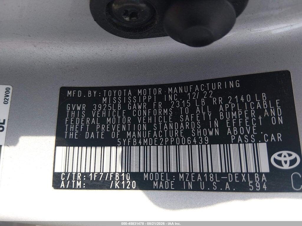5YFB4MDE2PP006439 2023 TOYOTA COROLLA photo no. 9