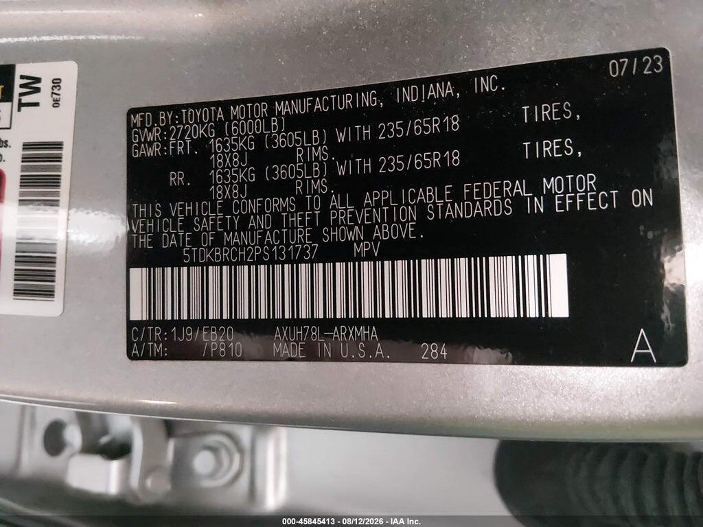 5TDKBRCH2PS131737 2023 TOYOTA HIGHLANDER photo no. 9