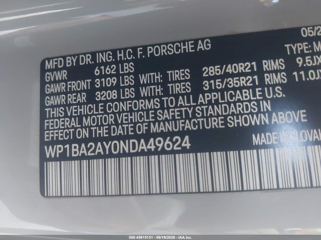 WP1BA2AY0NDA49624 2022 PORSCHE CAYENNE COUPE photo no. 9