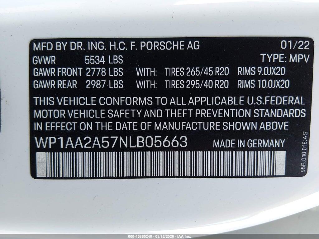 WP1AA2A57NLB05663 2022 PORSCHE MACAN photo no. 9