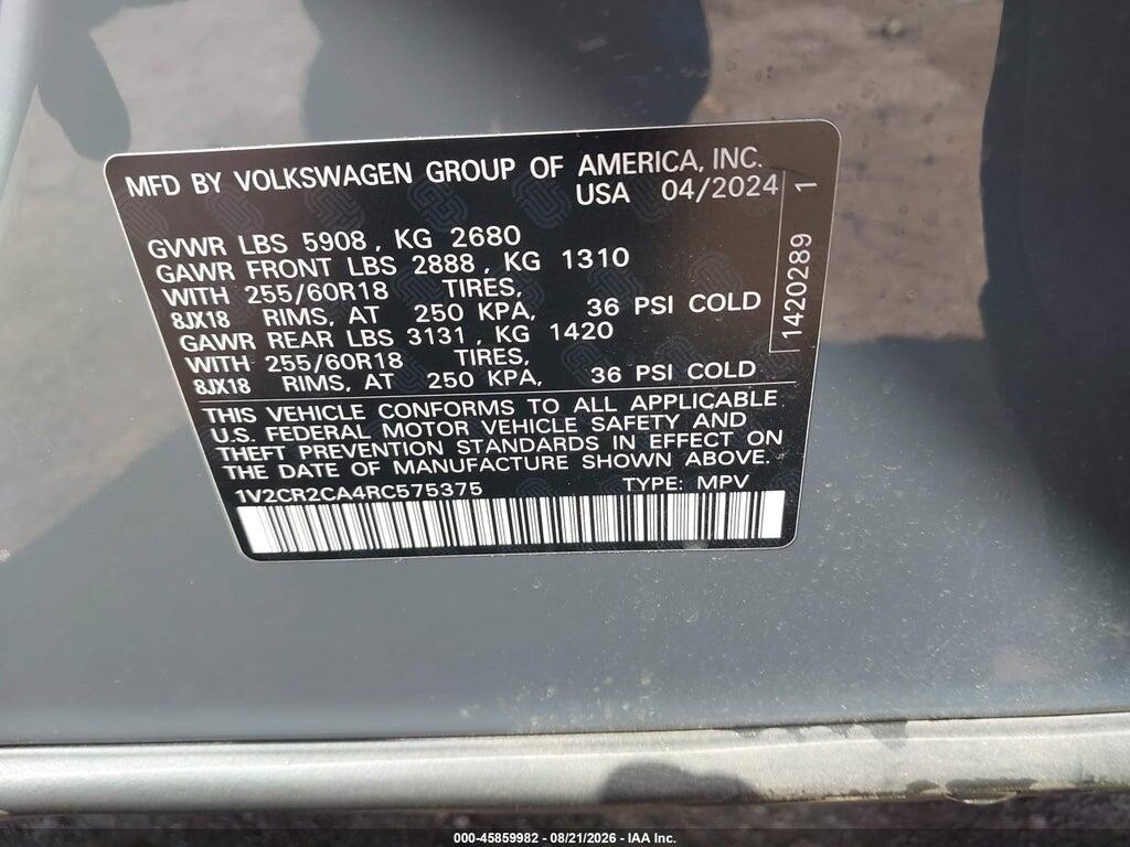 1V2CR2CA4RC575375 2024 VOLKSWAGEN ATLAS photo no. 9