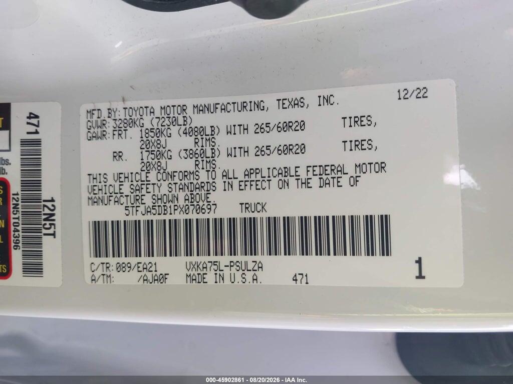 5TFJA5DB1PX070697 2023 TOYOTA TUNDRA photo no. 9