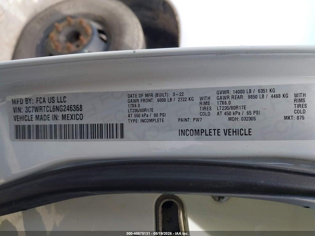 3C7WRTCL6NG246368 2022 RAM 3500 CHASSIS photo no. 9