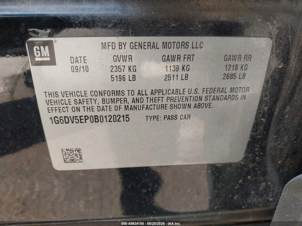 1G6DV5EP0B0120215 2011 CADILLAC CTS-V photo no. 9