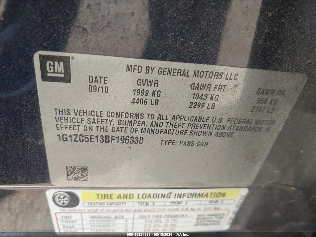 1G1ZC5E13BF196330 2011 CHEVROLET MALIBU photo no. 9