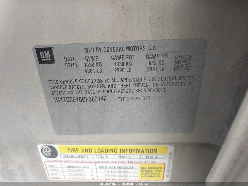1G1ZC5E16BF300146 2011 CHEVROLET MALIBU photo no. 9