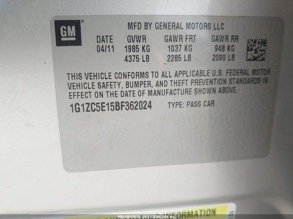 1G1ZC5E15BF362024 2011 CHEVROLET MALIBU photo no. 9