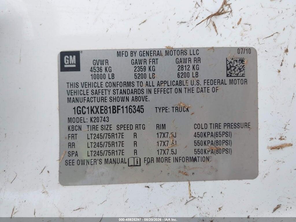 1GC1KXE81BF116345 2011 CHEVROLET SILVERADO 2500HD photo no. 9
